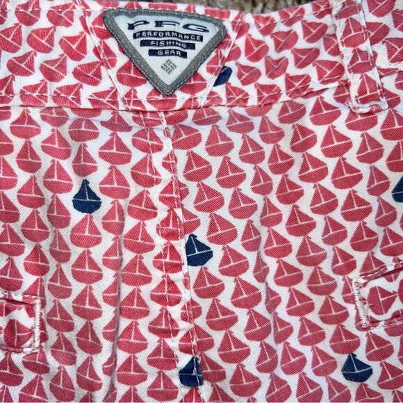 Columbia Super Bonehead Shorts Sailboats Size 8 Cotton Pink Blue Summer Preppy - Picture 3 of 10